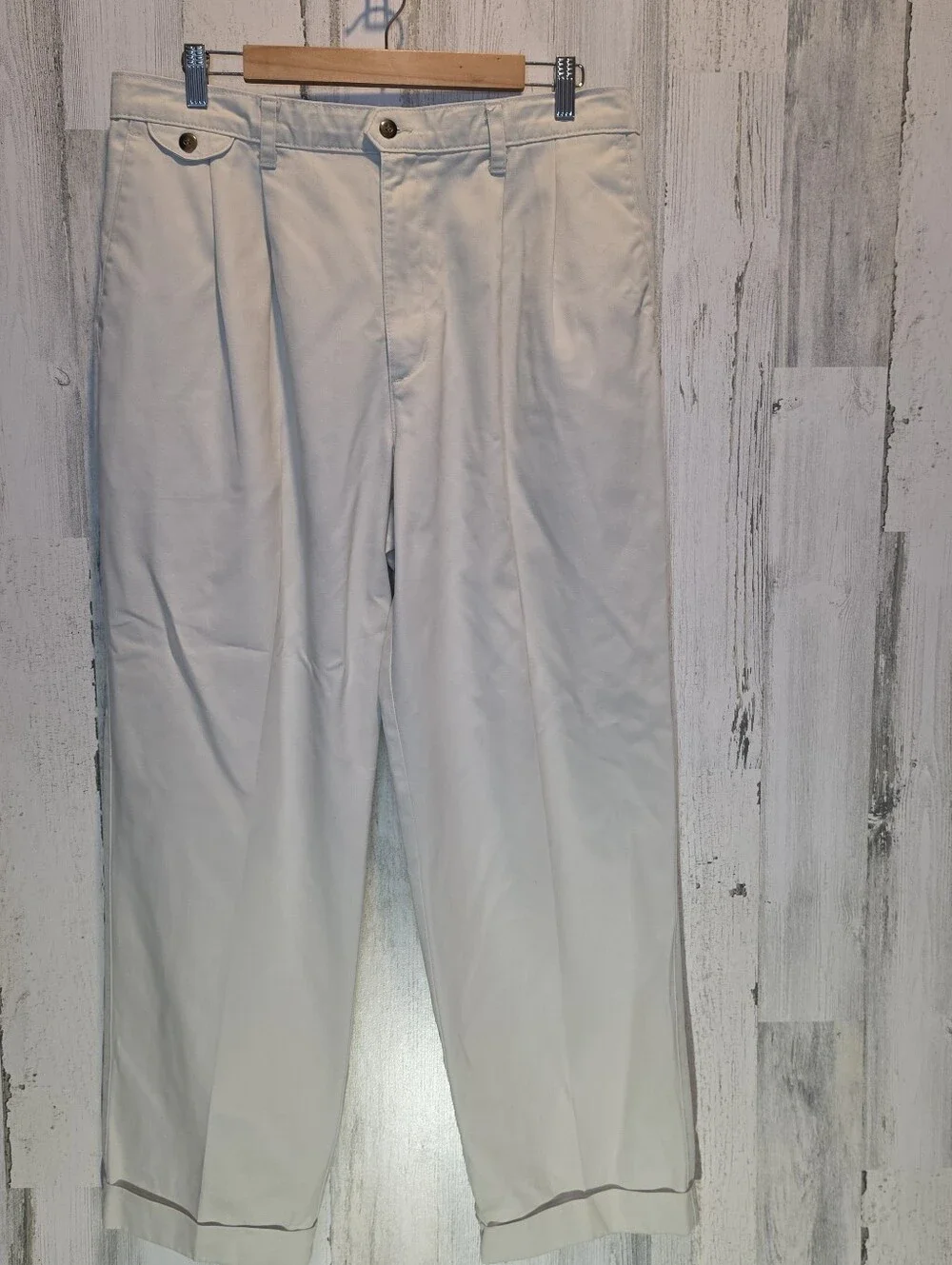 Dockers Loose Fit Pleated Chino Pants 36x30 Ivory Cream Vintage 90s